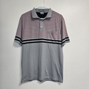 Gioberti Mens Striped Short Sleeve Collared Polo Size Large